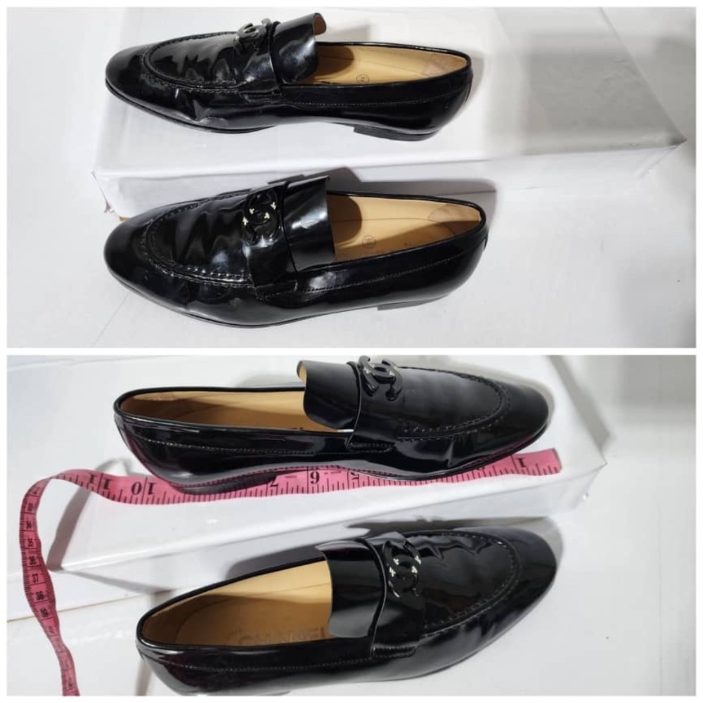 Authentic Chanel Patent Moccasin Leather Black Size 35C - Picture 4 of 12